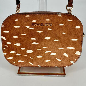 Michael Kors Bambi Deer Print Calf Hair Leather Crossbody Camera Bag